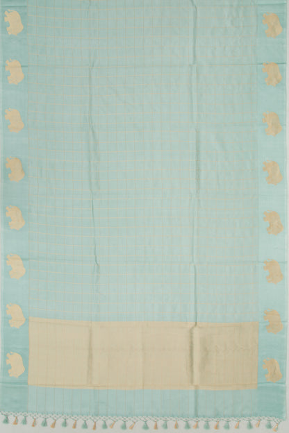 Banarasi Silk Katan Checks Pastel Blue Saree