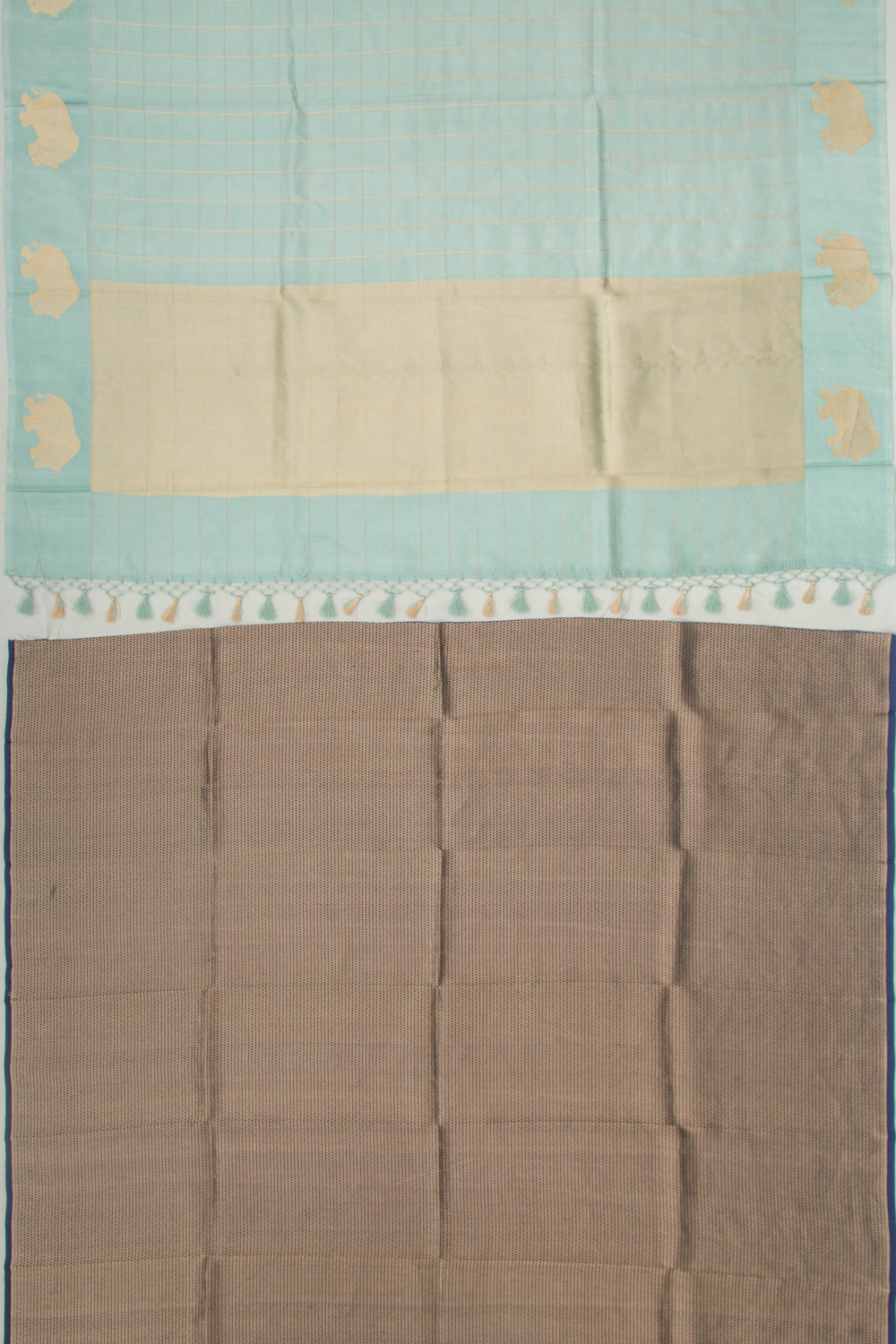Banarasi Silk Katan Checks Pastel Blue Saree