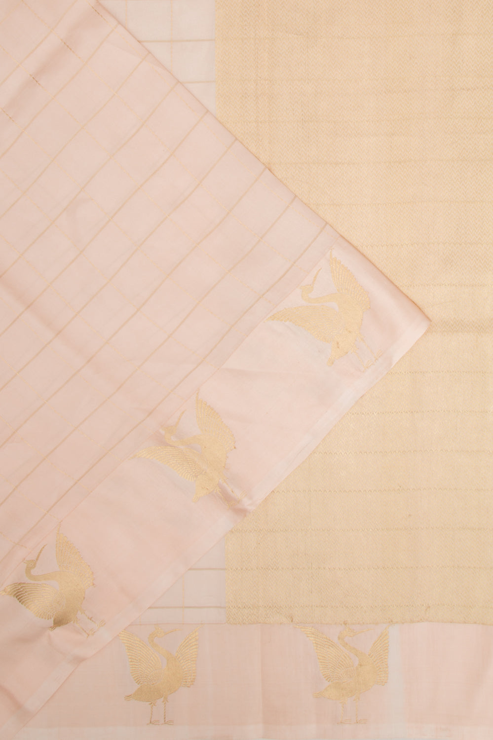 Banarasi Silk Katan Checks Pastel Pink Saree