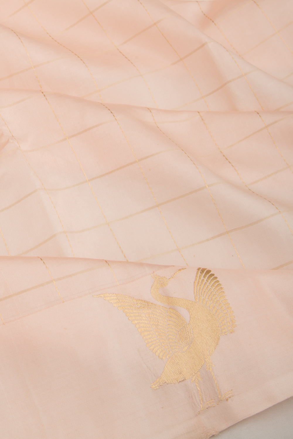 Banarasi Silk Katan Checks Pastel Pink Saree