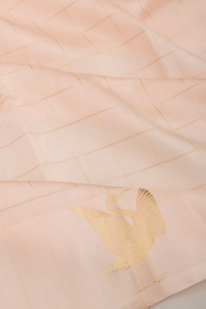 Banarasi Silk Katan Checks Pastel Pink Saree
