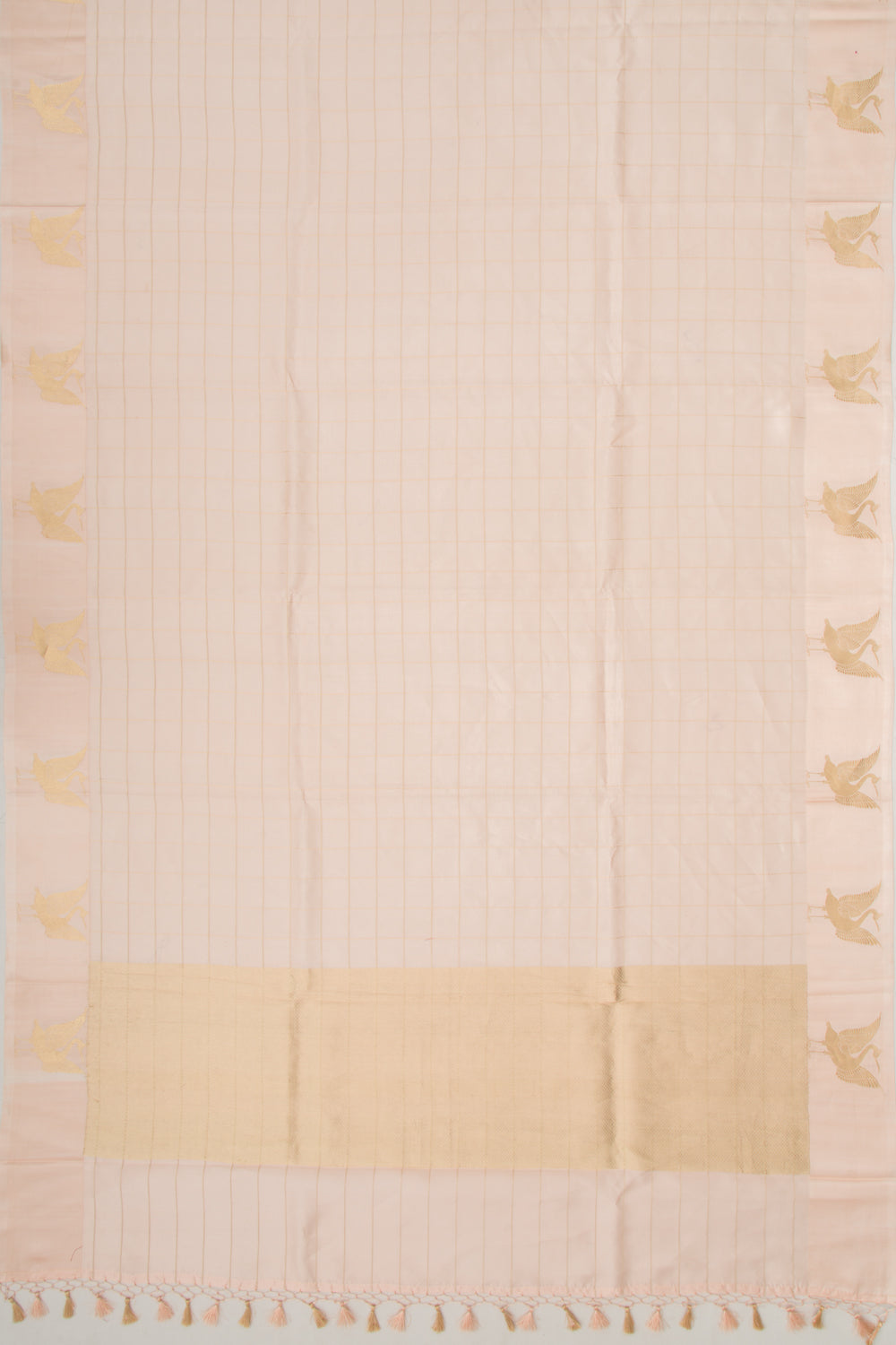 Banarasi Silk Katan Checks Pastel Pink Saree