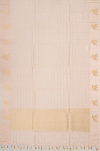 Banarasi Silk Katan Checks Pastel Pink Saree