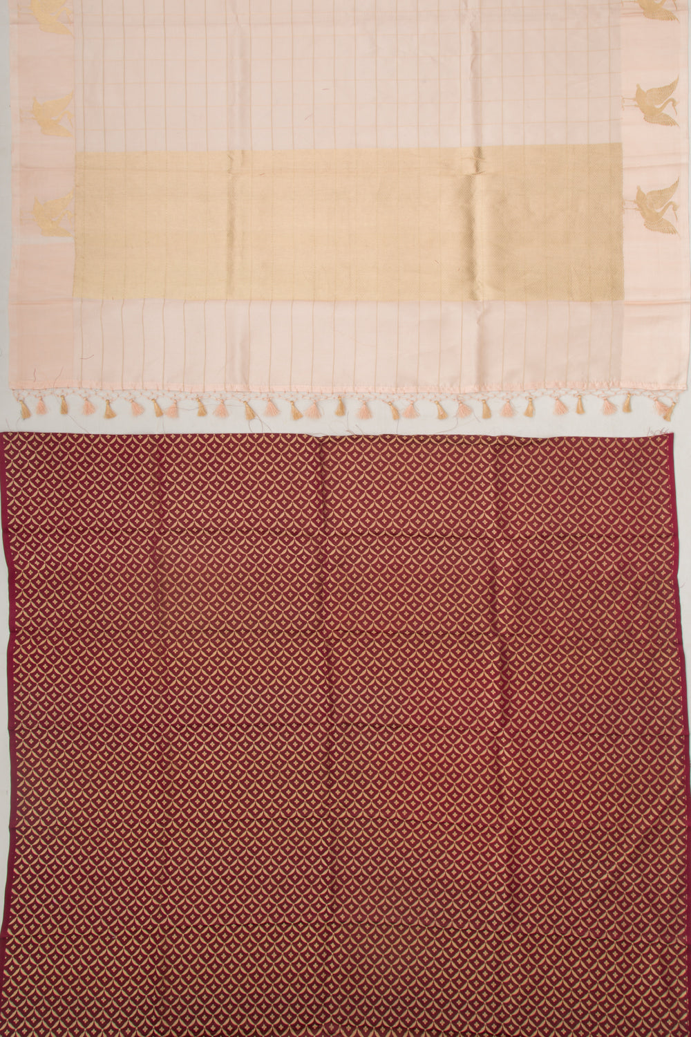 Banarasi Silk Katan Checks Pastel Pink Saree