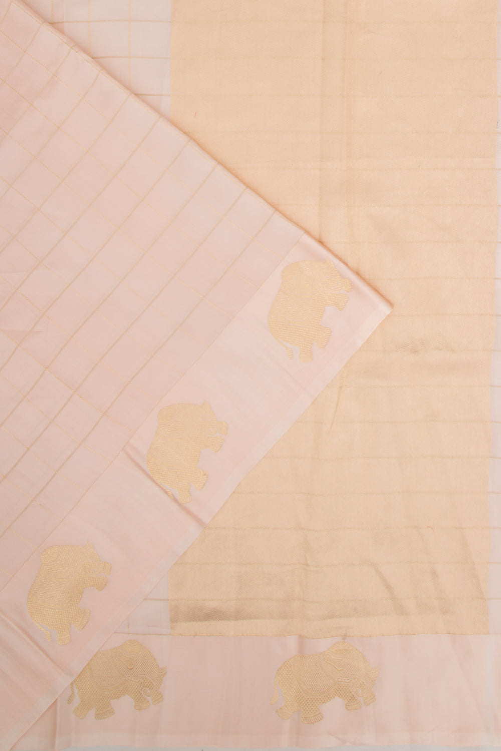 Banarasi Silk Katan Checks Pastel Pink Saree