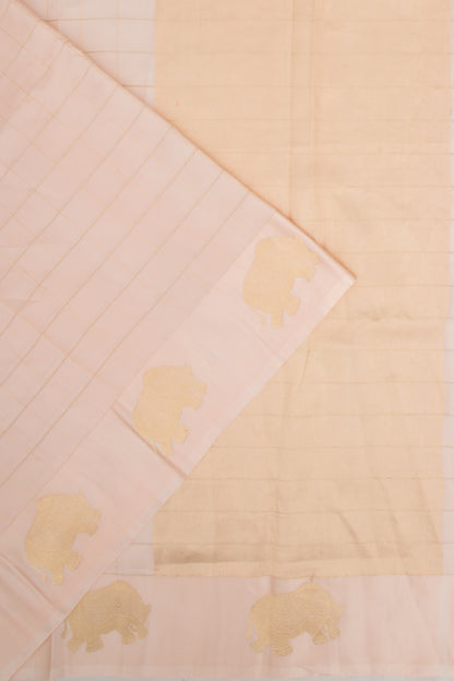 Banarasi Silk Katan Checks Pastel Pink Saree