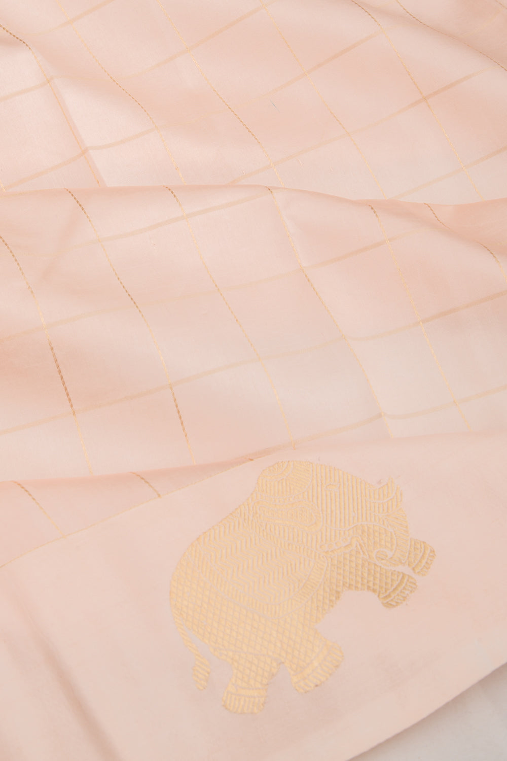 Banarasi Silk Katan Checks Pastel Pink Saree