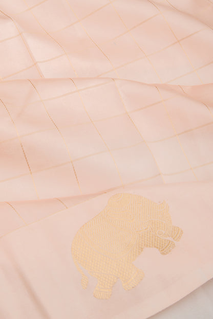 Banarasi Silk Katan Checks Pastel Pink Saree