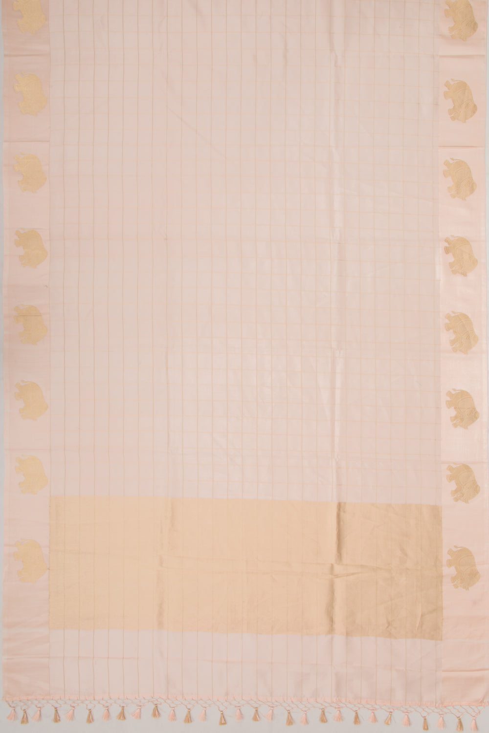 Banarasi Silk Katan Checks Pastel Pink Saree