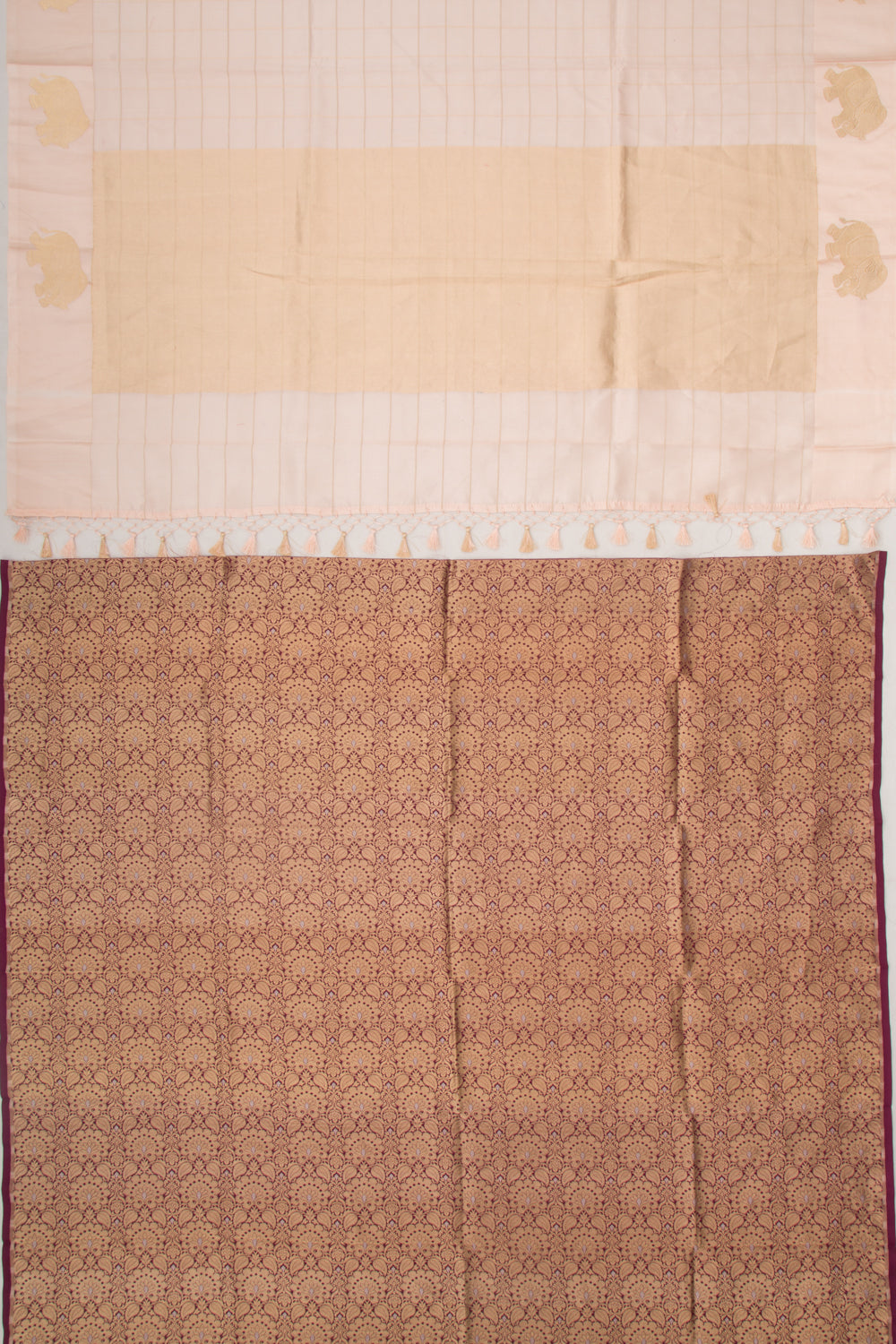 Banarasi Silk Katan Checks Pastel Pink Saree