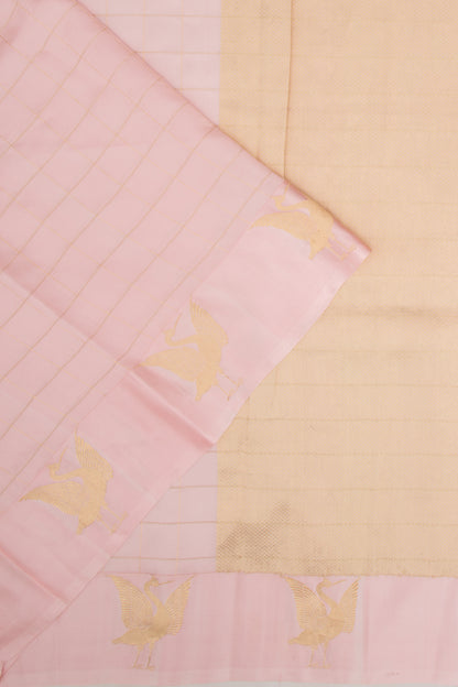 Banarasi Silk Katan Checks Baby Pink Saree
