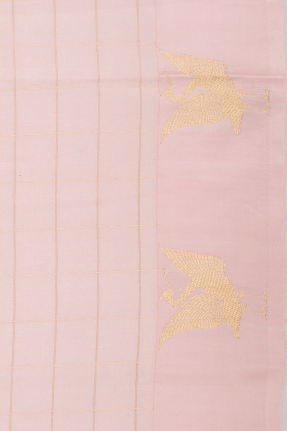 Banarasi Silk Katan Checks Baby Pink Saree