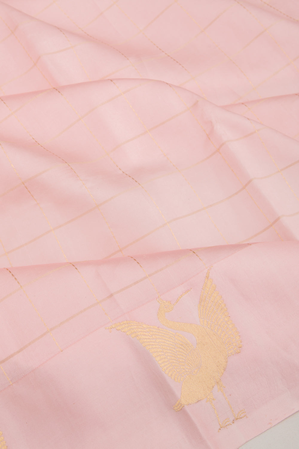 Banarasi Silk Katan Checks Baby Pink Saree