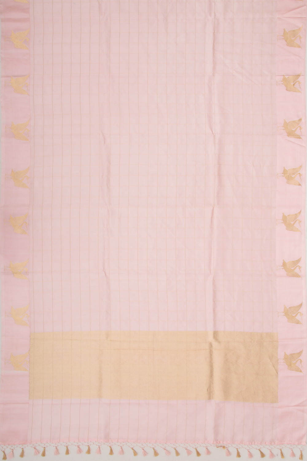 Banarasi Silk Katan Checks Baby Pink Saree