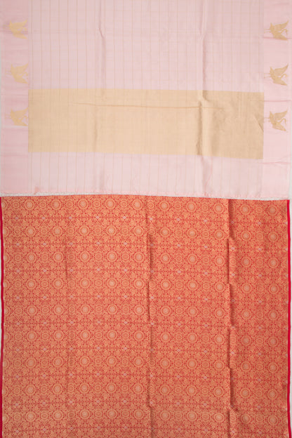 Banarasi Silk Katan Checks Baby Pink Saree