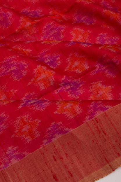 Tussar Ikat Red Saree
