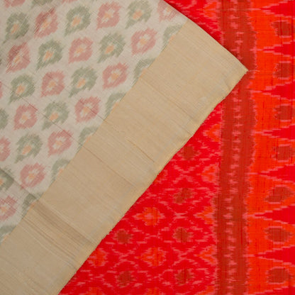 Tussar Ikat Cream Saree