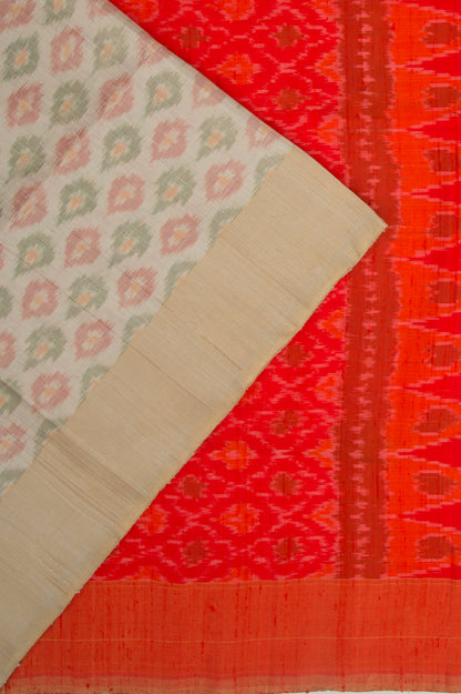 Tussar Ikat Cream Saree