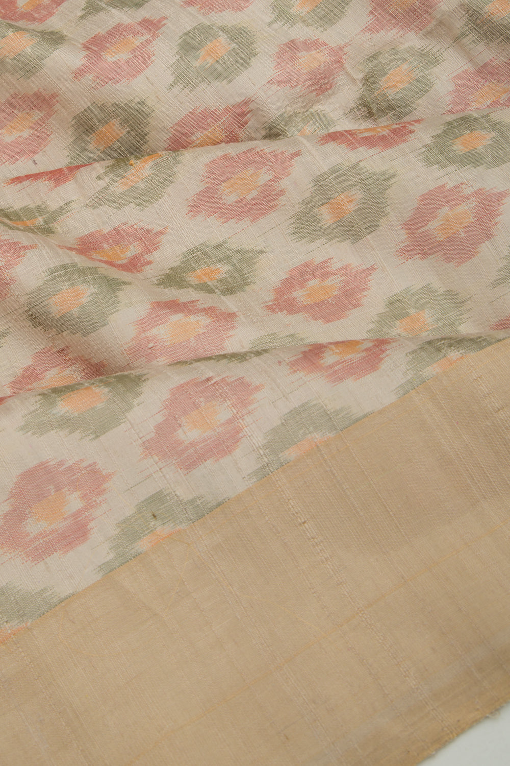 Tussar Ikat Cream Saree