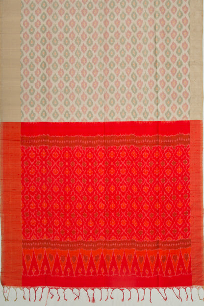 Tussar Ikat Cream Saree