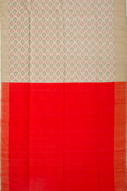 Tussar Ikat Cream Saree
