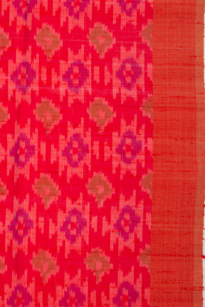 Tussar Ikat Red Saree