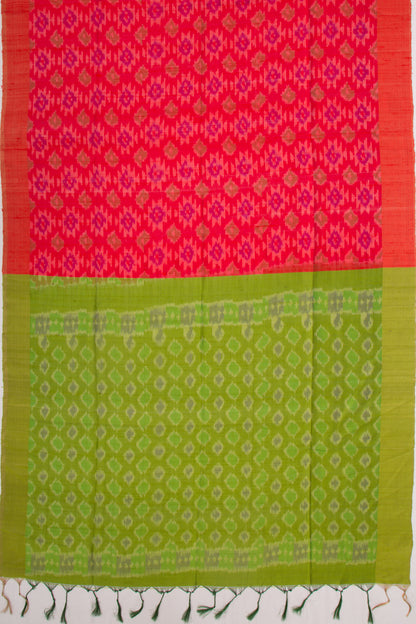 Tussar Ikat Red Saree