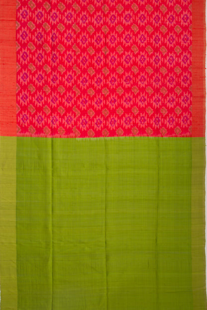 Tussar Ikat Red Saree