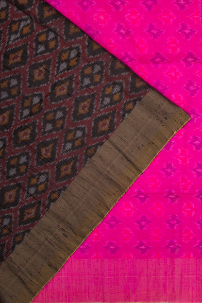 Tussar Ikat Maroon Saree