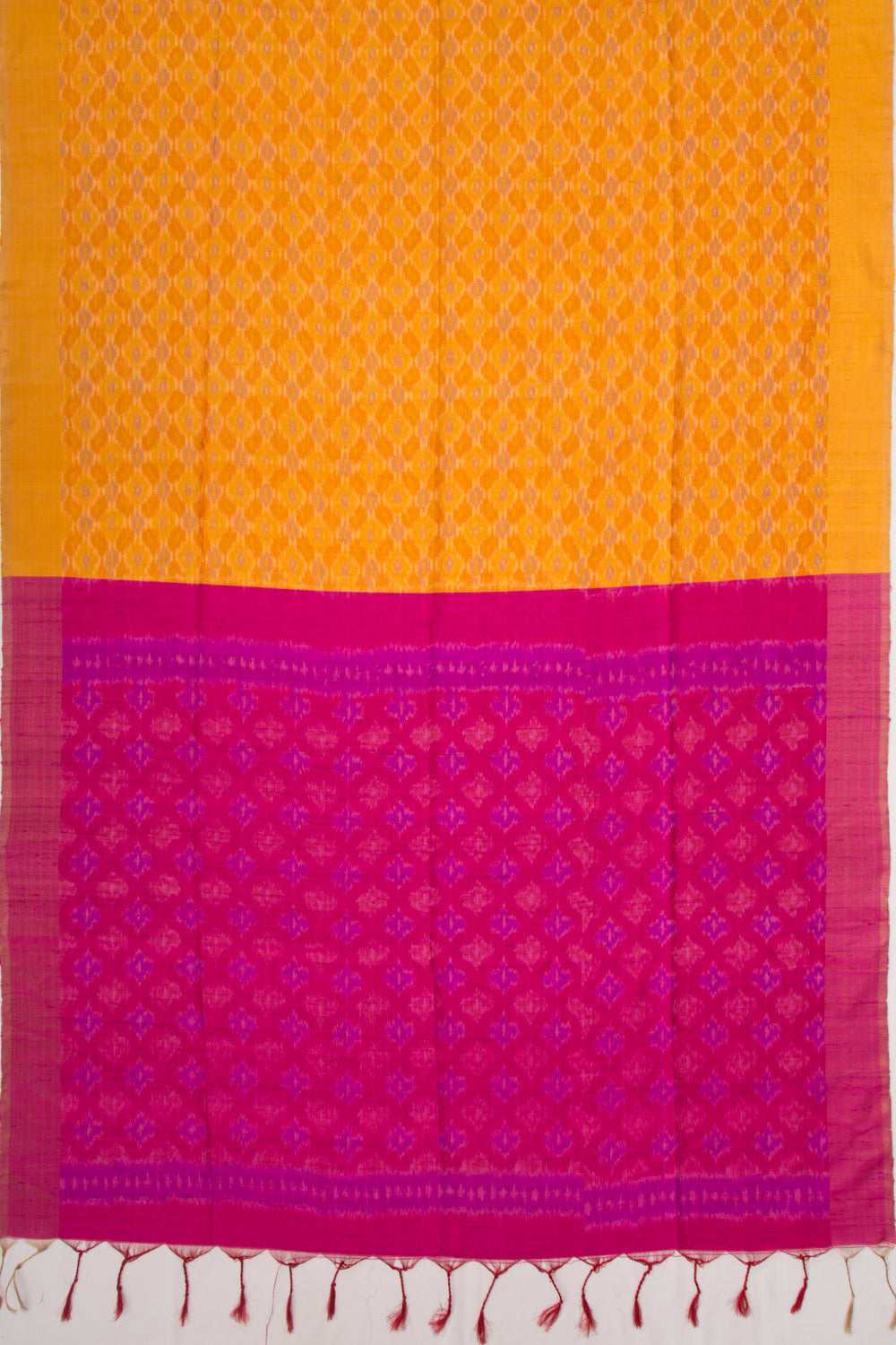 Tussar Ikat Mustard Yellow Saree
