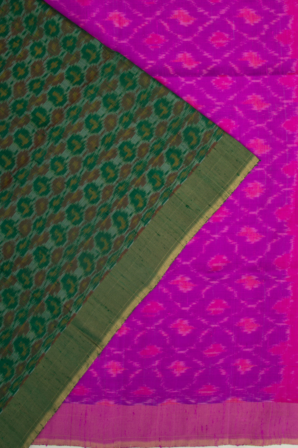 Tussar Ikat Dark Green Saree