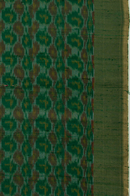 Tussar Ikat Dark Green Saree