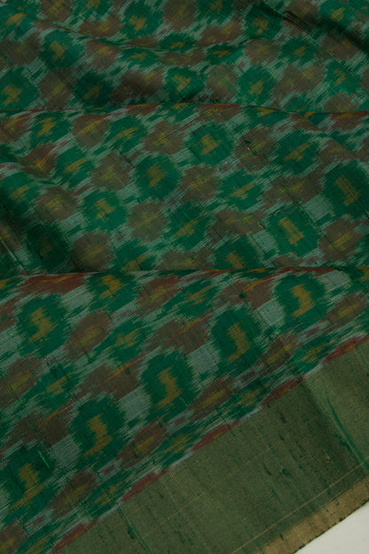 Tussar Ikat Dark Green Saree