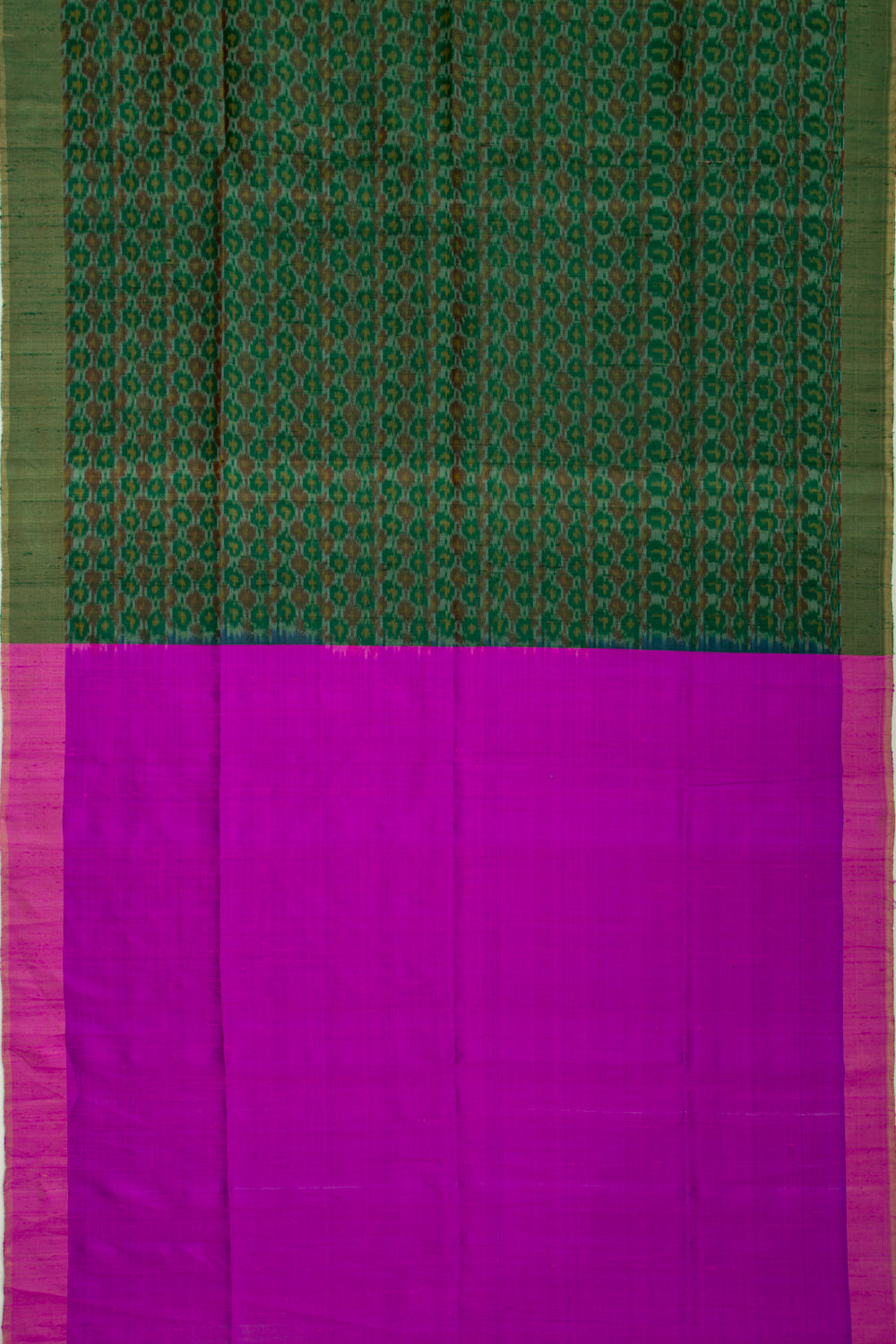Tussar Ikat Dark Green Saree
