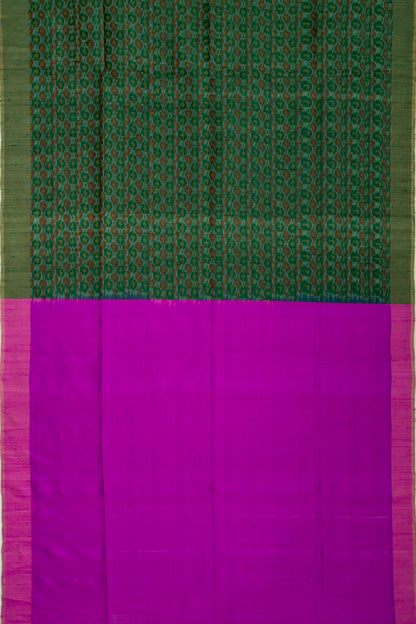 Tussar Ikat Dark Green Saree