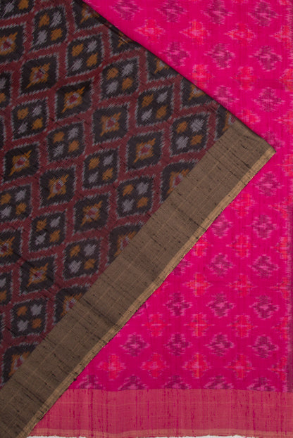 Tussar Ikat Maroon Saree