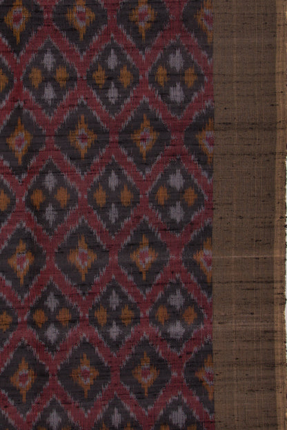 Tussar Ikat Maroon Saree