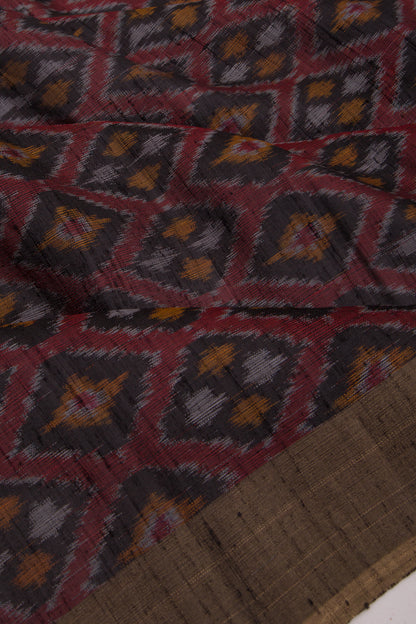 Tussar Ikat Maroon Saree