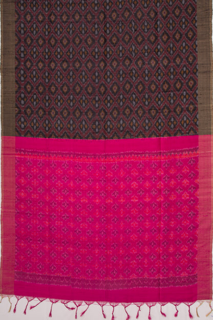 Tussar Ikat Maroon Saree