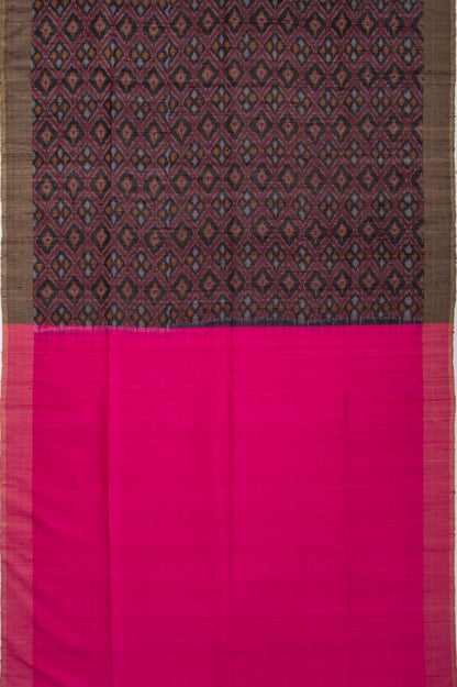 Tussar Ikat Maroon Saree