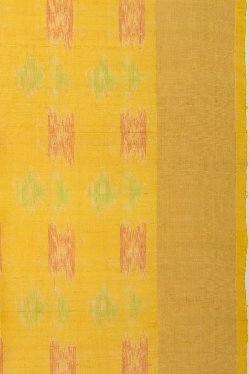Tussar Ikat Yellow Saree
