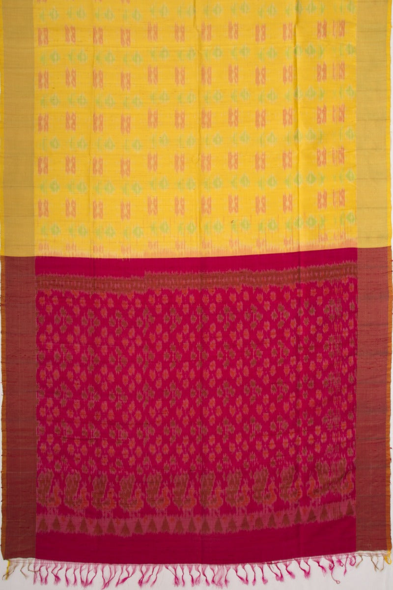 Tussar Ikat Yellow Saree