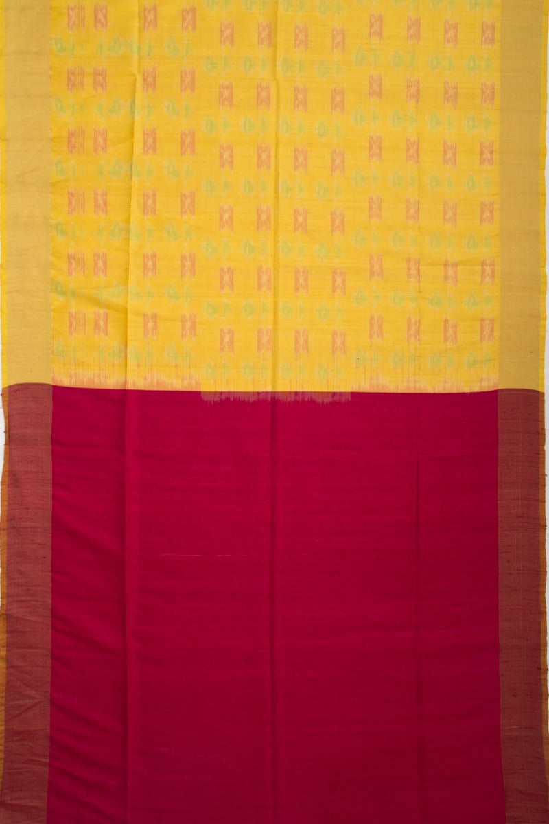 Tussar Ikat Yellow Saree