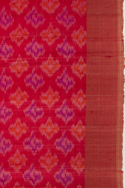 Tussar Ikat Red Saree