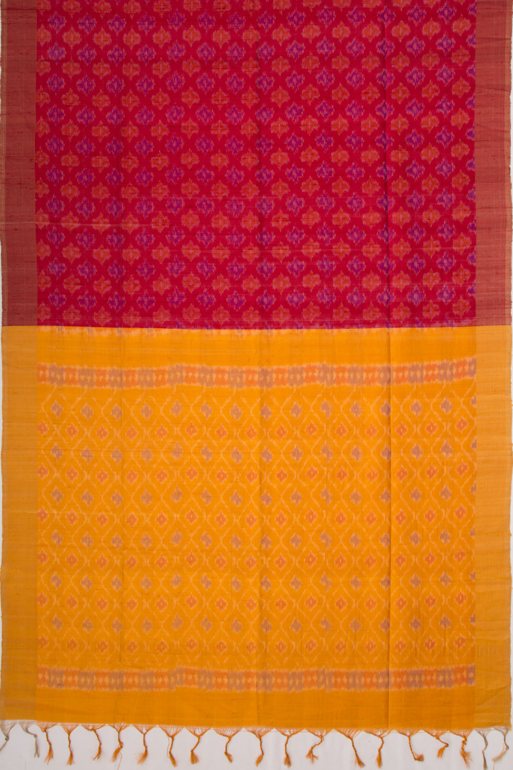 Tussar Ikat Red Saree