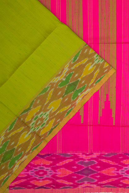 Tussar Plain Green Saree