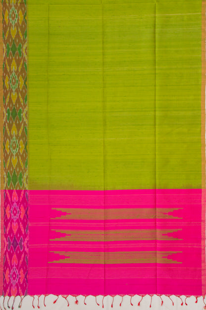 Tussar Plain Green Saree