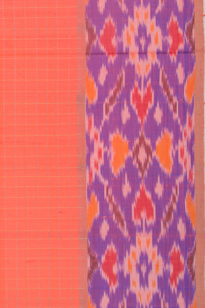 Tussar Checks Peach Saree