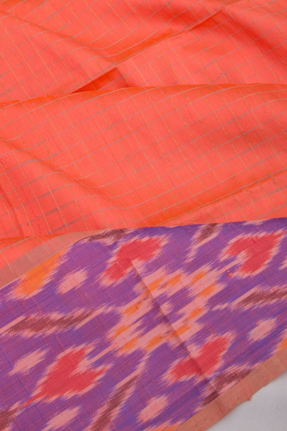 Tussar Checks Peach Saree