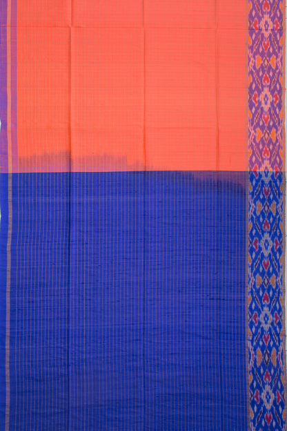 Tussar Checks Peach Saree
